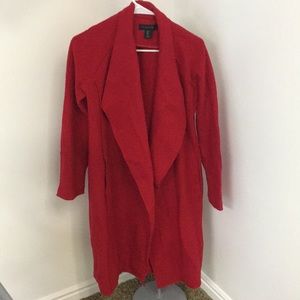 Red, wool trench coat